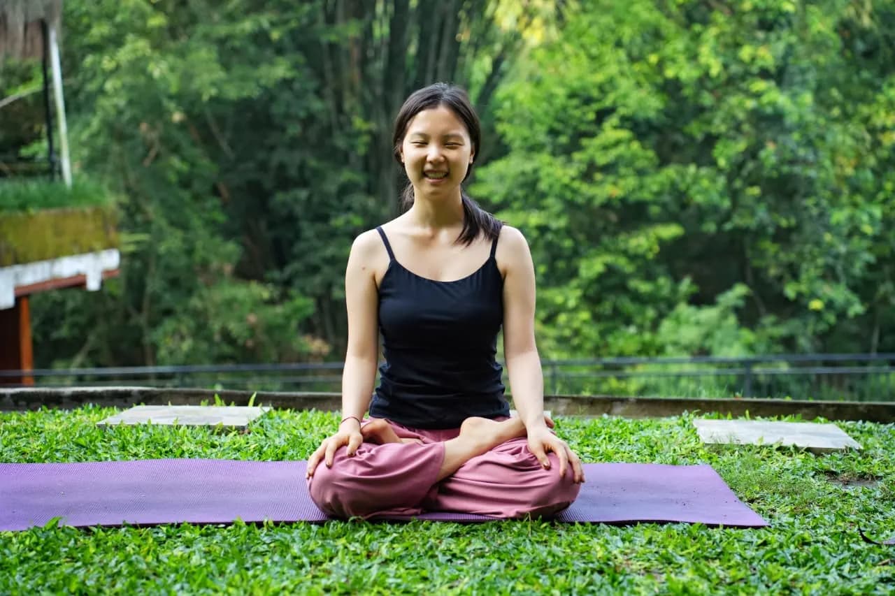 Dewa Ji performing Lotus Pose