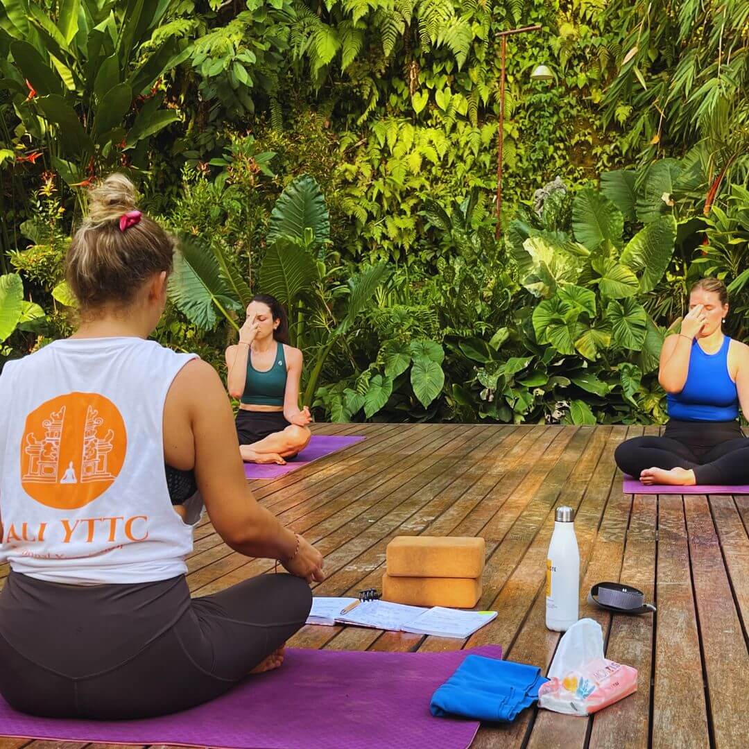 home 8 Yoga teacher training students Evening Class in Ubud Bali